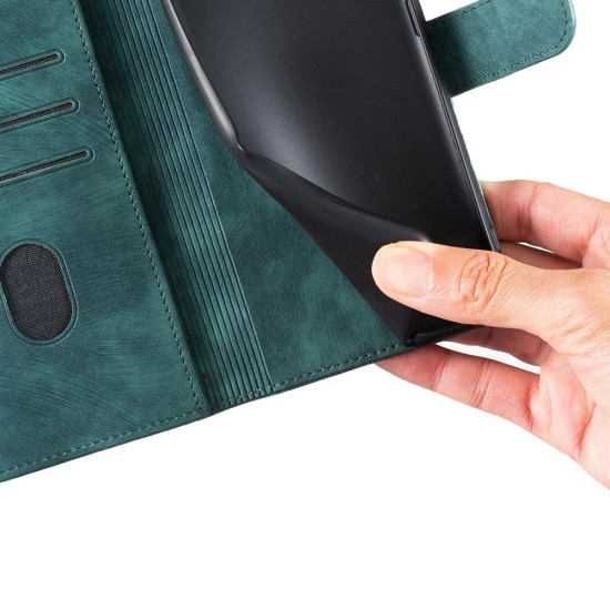 For Samsung Galaxy S24+ 5G Pen Heart Cat Embossed Leather Phone Case(Green)