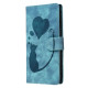 For Samsung Galaxy S24+ 5G Pen Heart Cat Embossed Leather Phone Case(Blue)