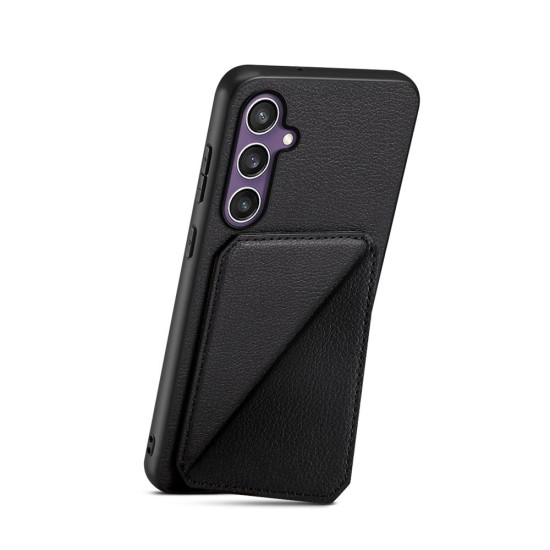 For Samsung Galaxy S24+ 5G D04 Calf Texture Dual Card Slot Holder Phone Case(Black)