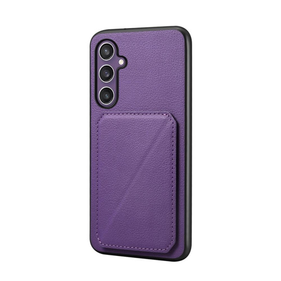 For Samsung Galaxy S24+ 5G D04 Calf Texture Dual Card Slot Holder Phone Case(Purple)