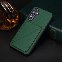 For Samsung Galaxy S24+ 5G D04 Calf Texture Dual Card Slot Holder Phone Case(Green)