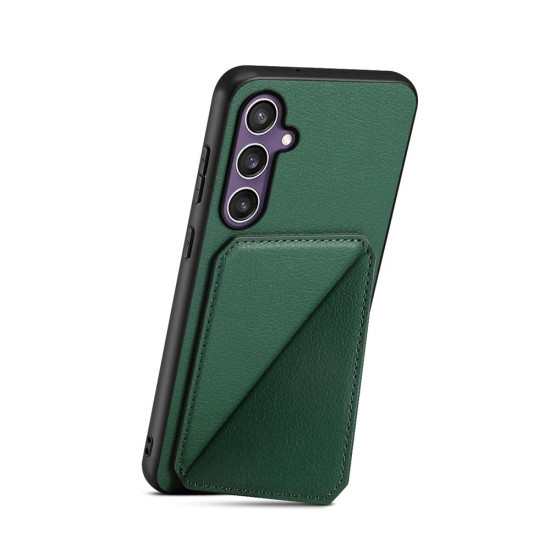 For Samsung Galaxy S24+ 5G D04 Calf Texture Dual Card Slot Holder Phone Case(Green)