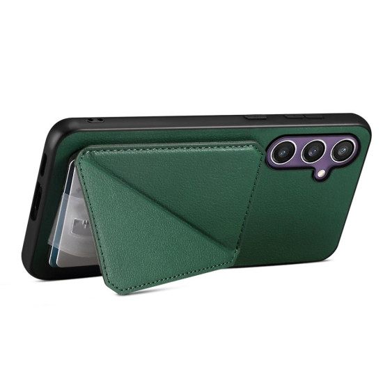 For Samsung Galaxy S24+ 5G D04 Calf Texture Dual Card Slot Holder Phone Case(Green)