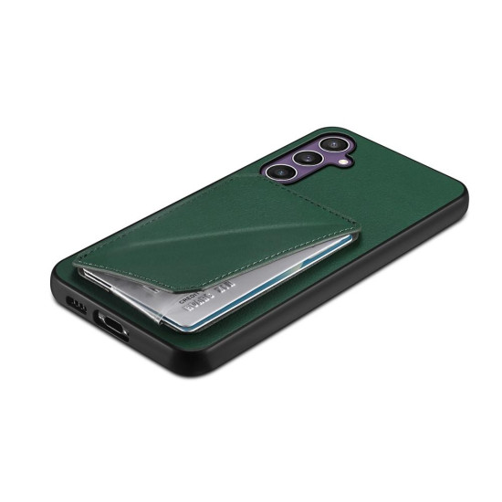 For Samsung Galaxy S24+ 5G D04 Calf Texture Dual Card Slot Holder Phone Case(Green)
