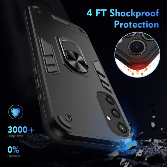 For Samsung Galaxy S24+ 5G Shockproof Metal Ring Holder Phone Case(Black)