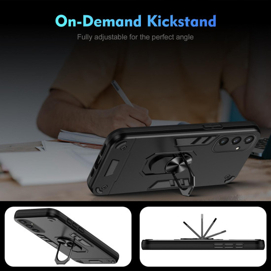 For Samsung Galaxy S24+ 5G Shockproof Metal Ring Holder Phone Case(Black)