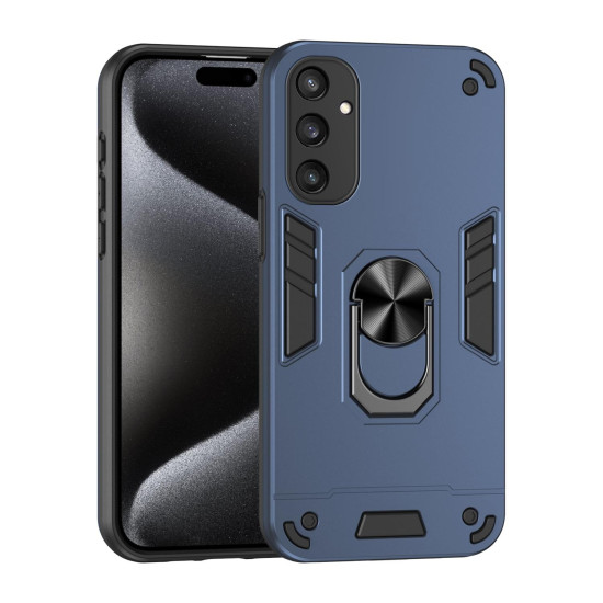 For Samsung Galaxy S24+ 5G Shockproof Metal Ring Holder Phone Case(Blue)