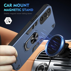 For Samsung Galaxy S24+ 5G Shockproof Metal Ring Holder Phone Case(Blue)