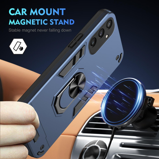 For Samsung Galaxy S24+ 5G Shockproof Metal Ring Holder Phone Case(Blue)