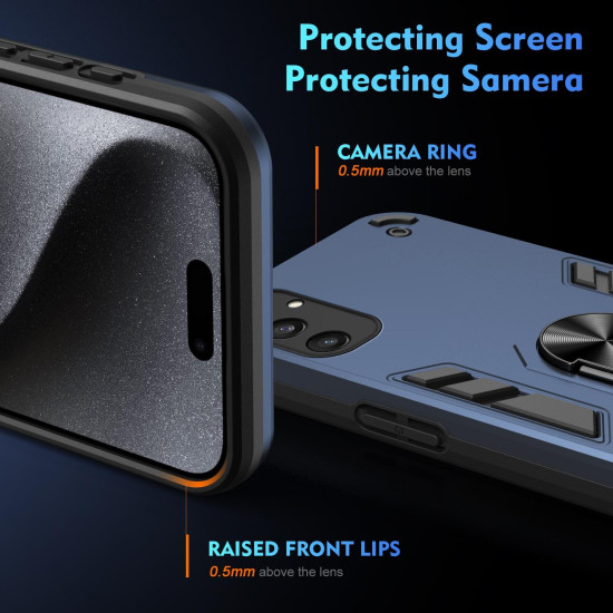 For Samsung Galaxy S24+ 5G Shockproof Metal Ring Holder Phone Case(Blue)