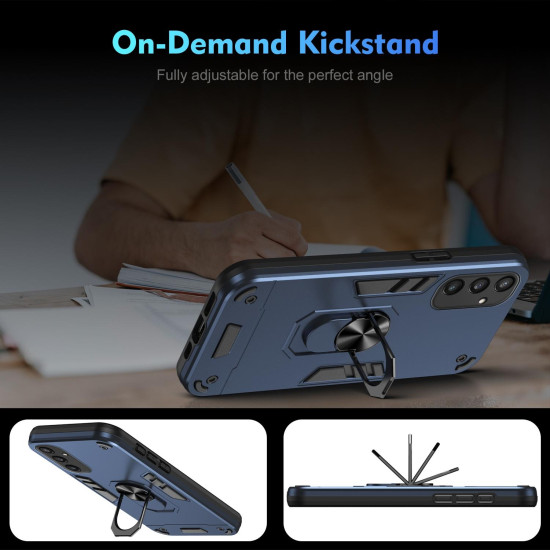 For Samsung Galaxy S24+ 5G Shockproof Metal Ring Holder Phone Case(Blue)