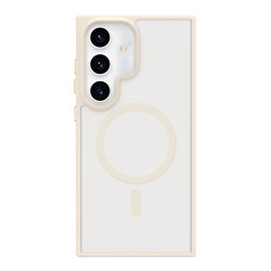 For Samsung Galaxy S24+ 5G Metal Button Skin Feel Matte MagSafe Shockproof Phone Case(White)