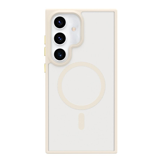 For Samsung Galaxy S24+ 5G Metal Button Skin Feel Matte MagSafe Shockproof Phone Case(White)