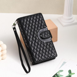 For Samsung Galaxy S24+ 5G Glitter Lattice Zipper Wallet Leather Phone Case(Black)