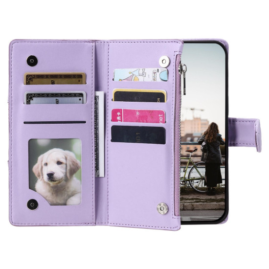 For Samsung Galaxy S24+ 5G Glitter Lattice Zipper Wallet Leather Phone Case(Purple)