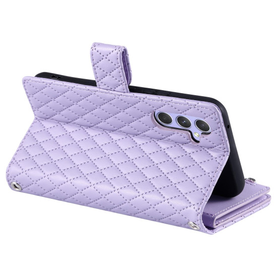 For Samsung Galaxy S24+ 5G Glitter Lattice Zipper Wallet Leather Phone Case(Purple)