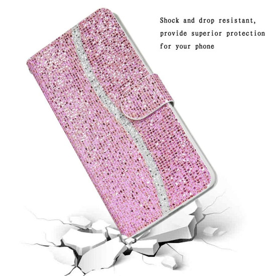 For Samsung Galaxy S24+ 5G Glitter Powder Filp Leather Phone Case(Pink)