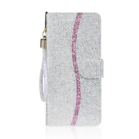 For Samsung Galaxy S24+ 5G Glitter Powder Filp Leather Phone Case(Silver)
