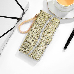 For Samsung Galaxy S24+ 5G Glitter Powder Filp Leather Phone Case(Gold)