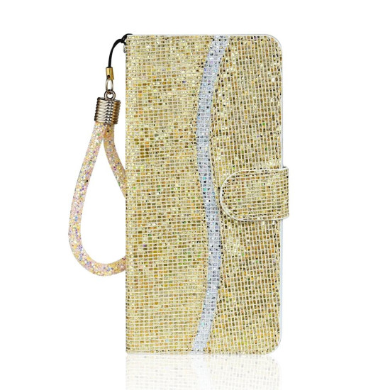 For Samsung Galaxy S24+ 5G Glitter Powder Filp Leather Phone Case(Gold)