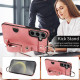 For Samsung Galaxy S24+ 5G Calf Texture Wrist Card Slot Ring Phone Case(Pink)