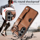 For Samsung Galaxy S24+ 5G Calf Texture Wrist Card Slot Ring Phone Case(Brown)