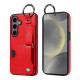 For Samsung Galaxy S24+ 5G Calf Texture Wrist Card Slot Ring Phone Case(Red)