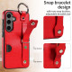 For Samsung Galaxy S24+ 5G Calf Texture Wrist Card Slot Ring Phone Case(Red)