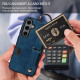 For Samsung Galaxy S24+ 5G Calf Texture Wrist Card Slot Ring Phone Case(Blue)
