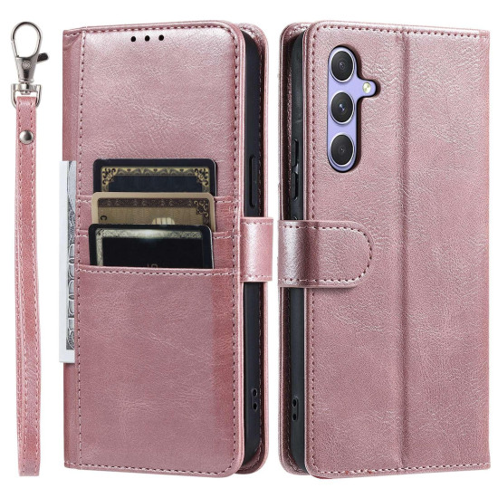 For Samsung Galaxy S24+ 5G Simple 6-Card Wallet Leather Phone Case(Rose Gold)