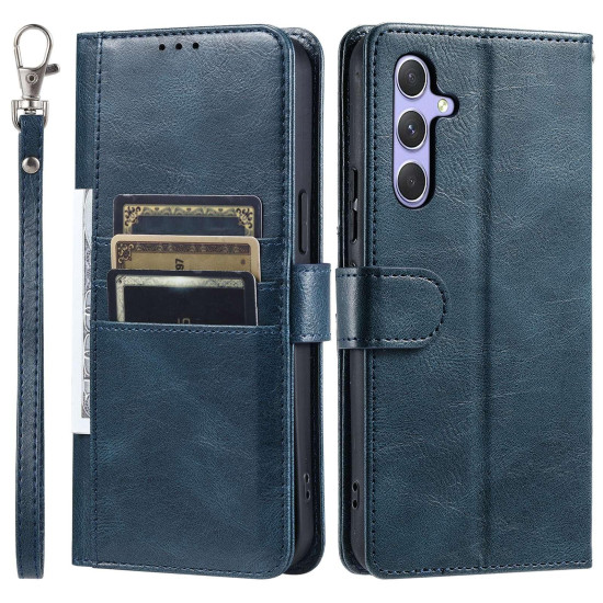 For Samsung Galaxy S24+ 5G Simple 6-Card Wallet Leather Phone Case(Navy Blue)