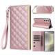 For Samsung Galaxy S24+ / S25+ 5G Crossbody Rhombic Sucker Leather Phone Case(Rose Gold)