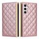 For Samsung Galaxy S24+ / S25+ 5G Crossbody Rhombic Sucker Leather Phone Case(Rose Gold)