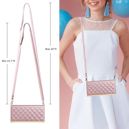 For Samsung Galaxy S24+ / S25+ 5G Crossbody Rhombic Sucker Leather Phone Case(Rose Gold)