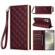 For Samsung Galaxy S24+ / S25+ 5G Crossbody Rhombic Sucker Leather Phone Case(Claret)