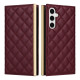 For Samsung Galaxy S24+ / S25+ 5G Crossbody Rhombic Sucker Leather Phone Case(Claret)