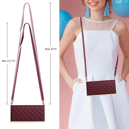 For Samsung Galaxy S24+ / S25+ 5G Crossbody Rhombic Sucker Leather Phone Case(Claret)
