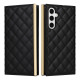 For Samsung Galaxy S24+ / S25+ 5G Crossbody Rhombic Sucker Leather Phone Case(Black)