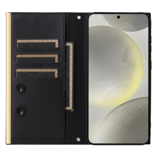 For Samsung Galaxy S24+ / S25+ 5G Crossbody Rhombic Sucker Leather Phone Case(Black)