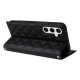 For Samsung Galaxy S24+ / S25+ 5G Crossbody Rhombic Sucker Leather Phone Case(Black)