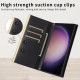 For Samsung Galaxy S24+ / S25+ 5G Crossbody Rhombic Sucker Leather Phone Case(Black)