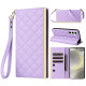 For Samsung Galaxy S24+ / S25+ 5G Crossbody Rhombic Sucker Leather Phone Case(Purple)