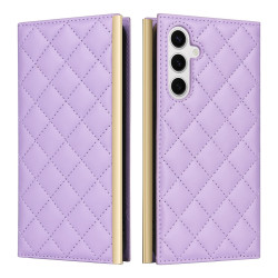 For Samsung Galaxy S24+ / S25+ 5G Crossbody Rhombic Sucker Leather Phone Case(Purple)