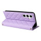 For Samsung Galaxy S24+ / S25+ 5G Crossbody Rhombic Sucker Leather Phone Case(Purple)