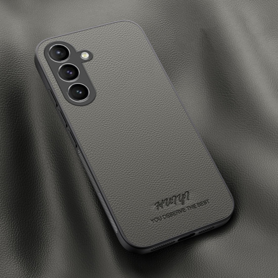 For Samsung Galaxy S24+ 5G HUIYI Leather Magnetic Phone Case(Grey)