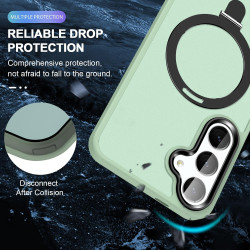 For Samsung Galaxy S24+ 5G MagSafe Holder Skin-feel PC Hybrid TPU Phone Case(Light Green)