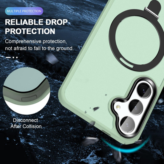 For Samsung Galaxy S24+ 5G MagSafe Holder Skin-feel PC Hybrid TPU Phone Case(Light Green)