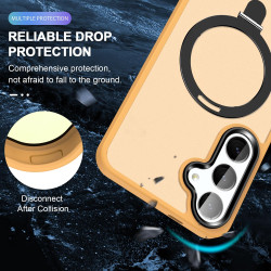 For Samsung Galaxy S24+ 5G MagSafe Holder Skin-feel PC Hybrid TPU Phone Case(Orange)