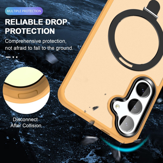 For Samsung Galaxy S24+ 5G MagSafe Holder Skin-feel PC Hybrid TPU Phone Case(Orange)