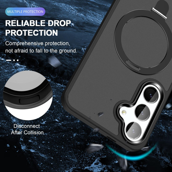 For Samsung Galaxy S24+ 5G MagSafe Holder Skin-feel PC Hybrid TPU Phone Case(Black)